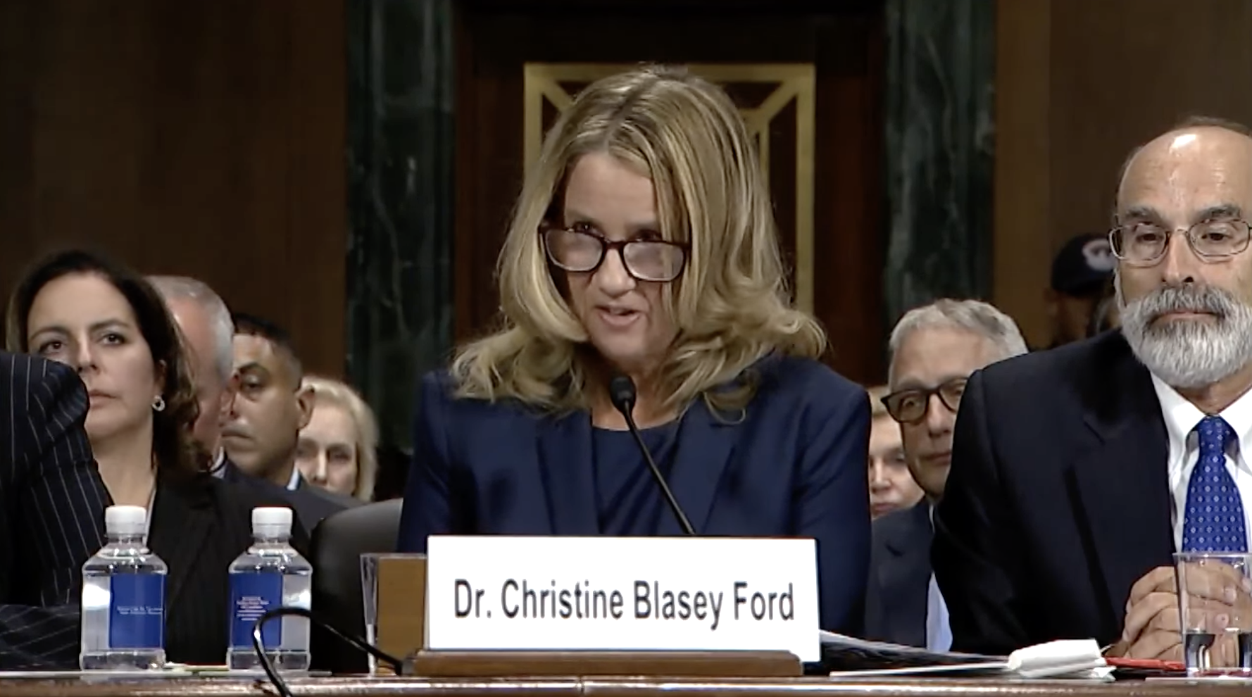 Dr. Christine Blasey Ford testifying during Brett Kavanaugh's Supreme Court nomination hearing