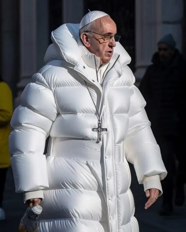  Viral image of Pope Francis in a puffy jacket created on Midjourney AI platform