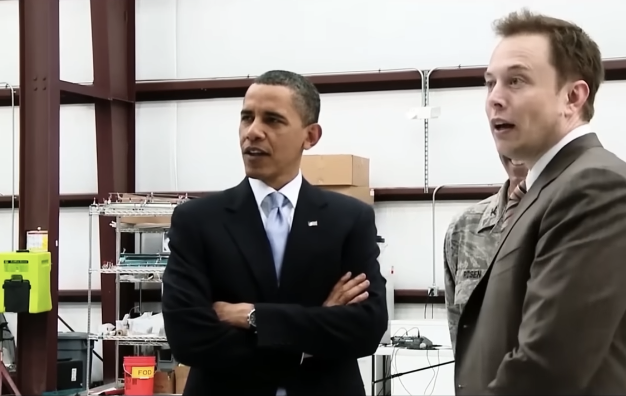 Musk gives President Obama a tour of SpaceX’s facilities at Cape Canaveral in 2010.