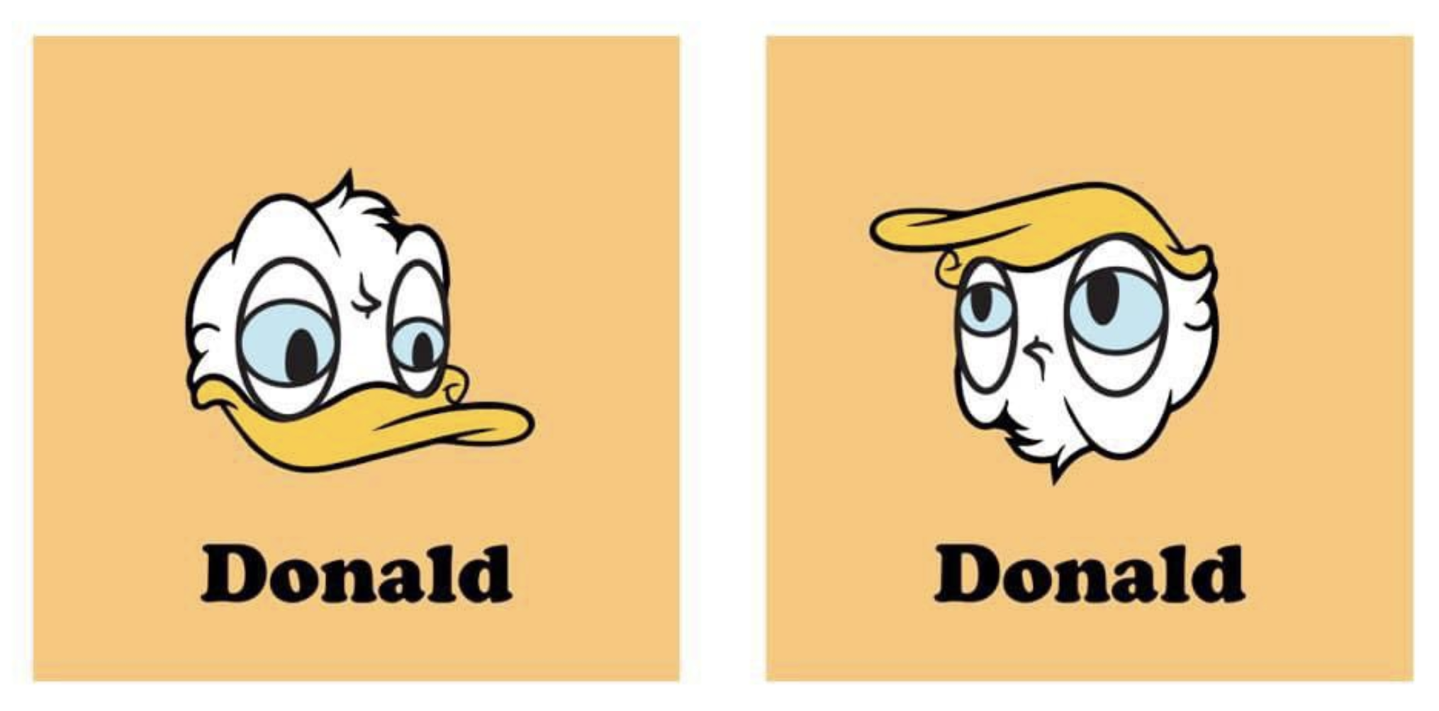 Internet meme comparing Donald's Duck and Trump